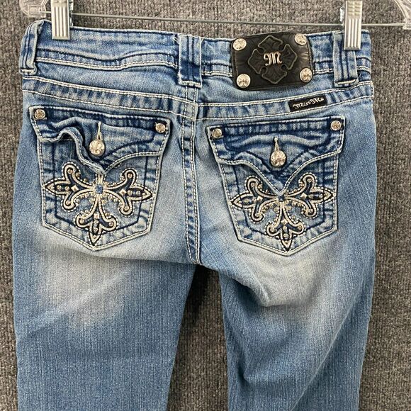 Miss Me Jeans Womens 26 Blue Capri Mid Rise Embroidered Flap Pockets Ladies - Picture 5 of 12